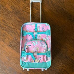 Pottery Barn Kids Pink Butterfly Rolling Suitcase